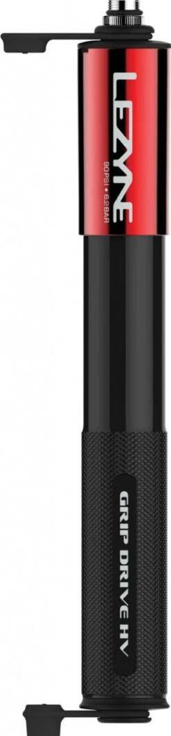 Lezyne Grip Drive HV S Hand Pump (Max 90 Psi / 6.2 Bar) Black / Red
